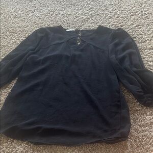 Maurices Black Buttoned Mandarin Collar Blouse